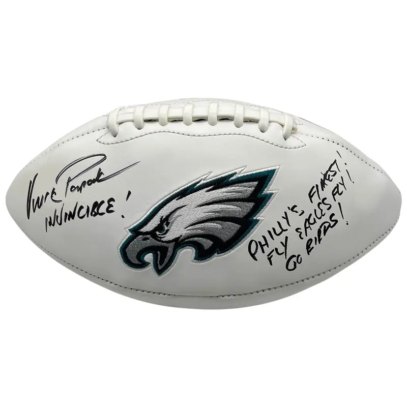 Vince Papale Autographed Philadelphia Eagles Logo Football w/ Multiple Inscriptions