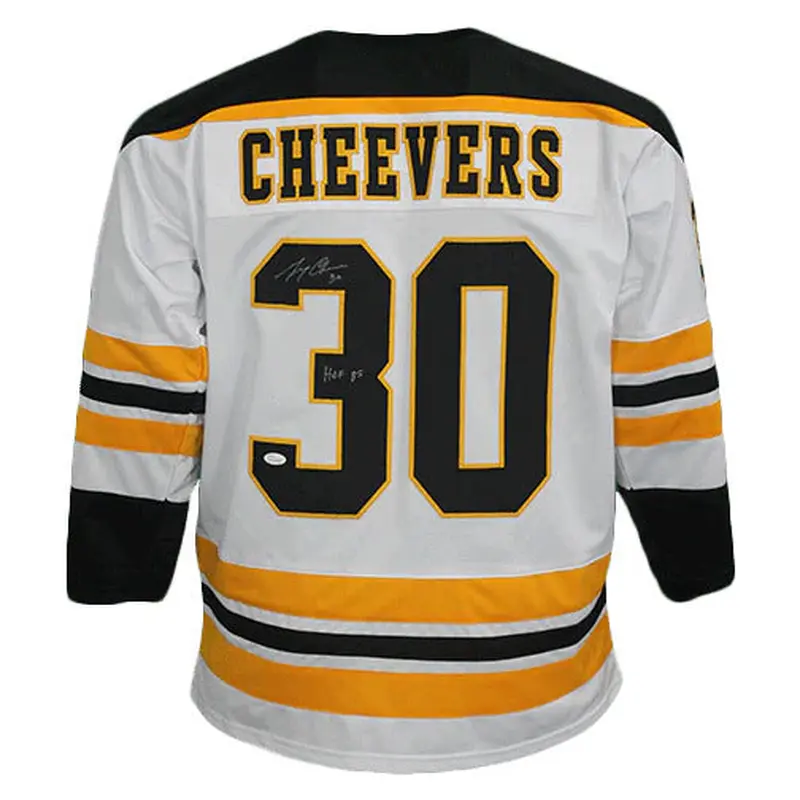 Gerry Cheevers Autographed Boston Bruins (White #33) Custom Jersey - JSA