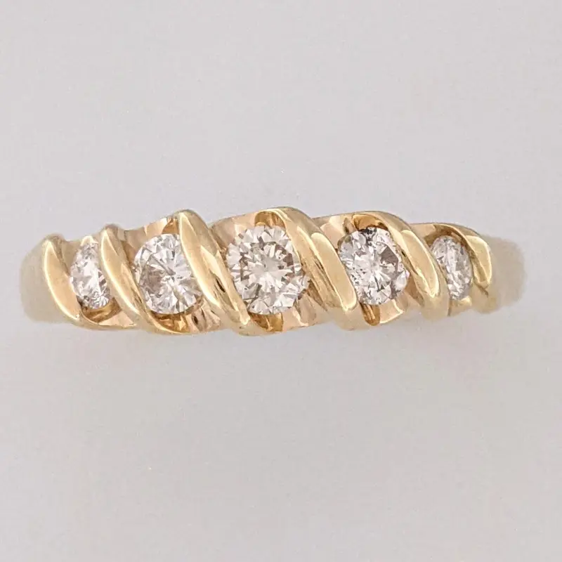 14K .49 CARAT TOTAL WEIGHT SI2 J DIAMOND ROUND (5) S-STYLE BAND 4.5 GRAMS