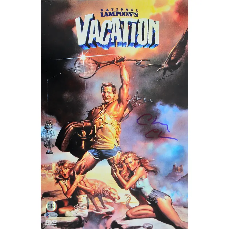 Chevy Chase Natl. Lampoon's Vacation Signed 12x18 Mini Movie Poster BAS #M53259