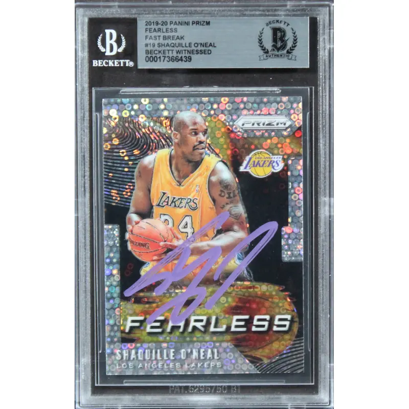 Shaquille O'neal Signed 2019 Panini Prizm Fearless Fast Break #19 Card BAS Slab