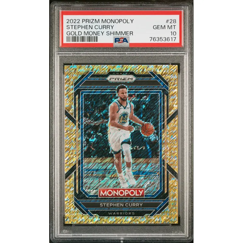 Stephen Curry 2022 Prizm Monopoly Gold Money Shimmer #429/500 PSA 10 Gem Mint