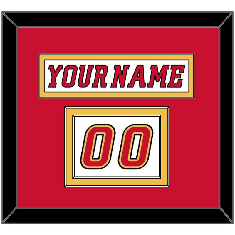 Calgary Nameplate & Number (Shoulder) - Road White (2007-2017) - Double Mat 2