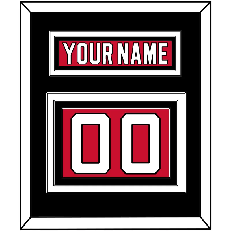 New Jersey Nameplate & Number (Back) - Home Red (2007-2017) - Triple Mat 3