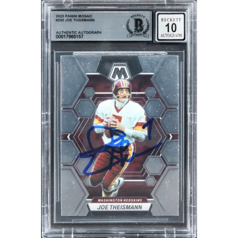 Commanders Joe Theismann Signed 2023 Panini Mosaic #250 Card Auto 10! BAS Slab