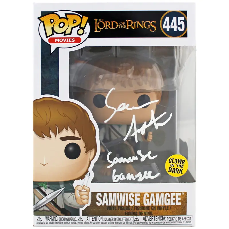 Sean Astin LOTR "Sam Gamgee" Signed Funko Pop Vinyl Figure w/ White Sig BAS Wit