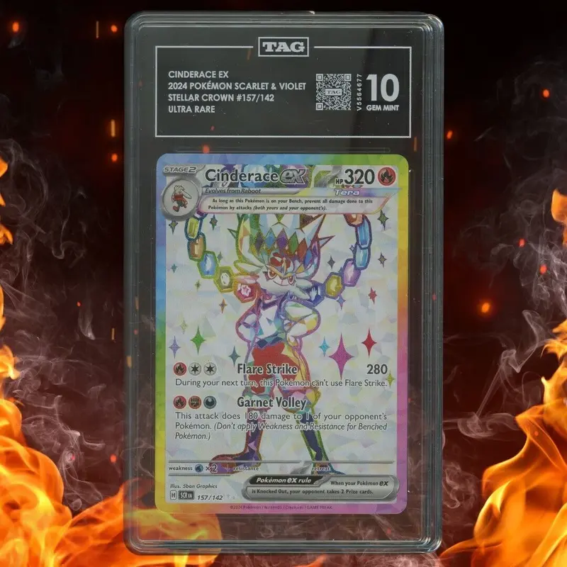 Pokemon Stellar Crown CINDERACE EX Ultra Rare Full Art Tera 157/142 TAG 10