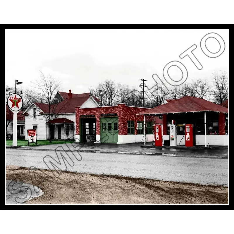 1946 Texaco Gas Station Colorized 11X14 Photo - Ritzville Washington - 3048