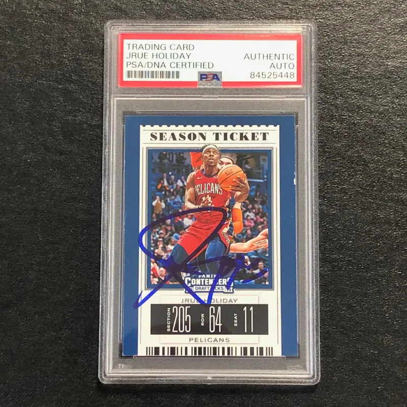 2019-20 Contenders Draft Picks #23 Jrue Holiday Signed Card AUTO PSA Slabbed Pelicans