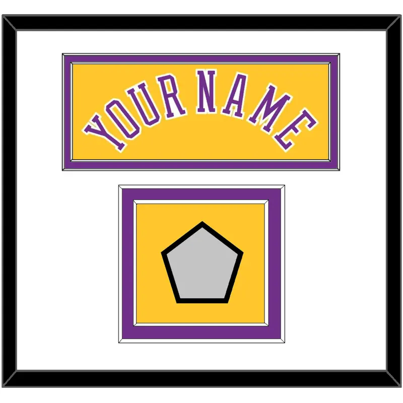 Los Angeles Name & 5x Champions Patch - Home Yellow (1978-1997) - Double Mat 1