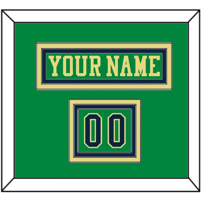 Notre Dame Hockey Nameplate & Number (Shoulder) - Alternate Green (2015) - Triple Mat 2
