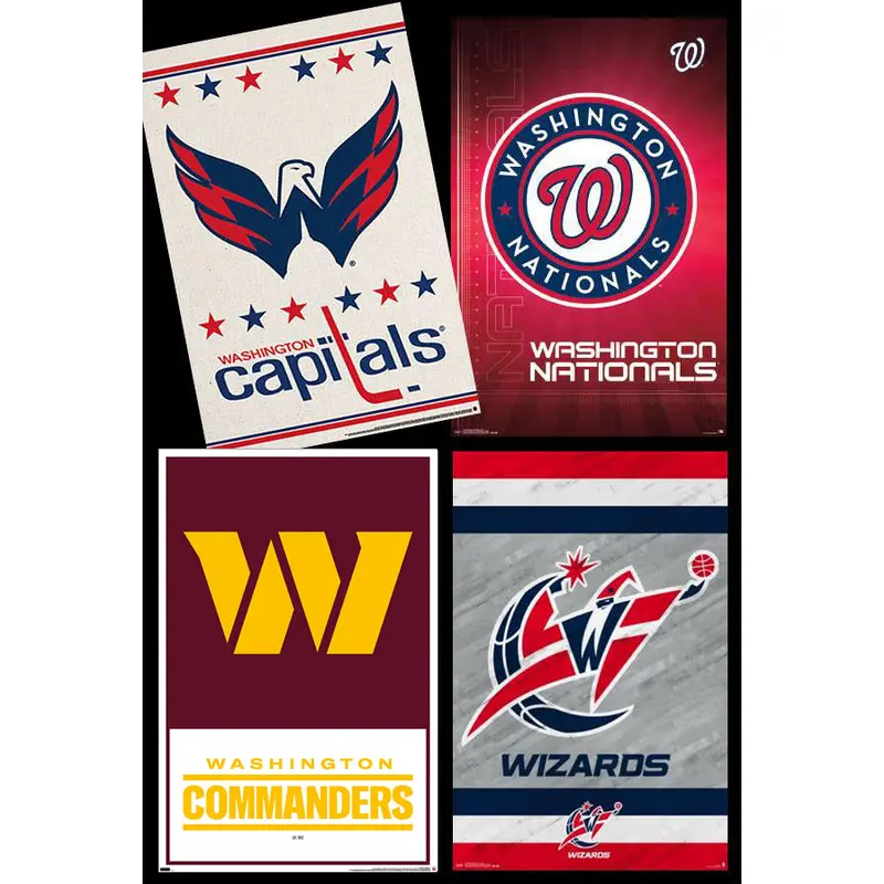 COMBO: Washington, DC Sports 4-Poster Combo (Commanders, Wizards, Nationals, Capitals)