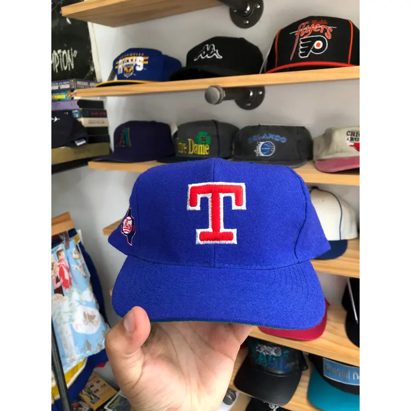 Vintage American Needle Texas Rangers Blockhead Wool Snapback