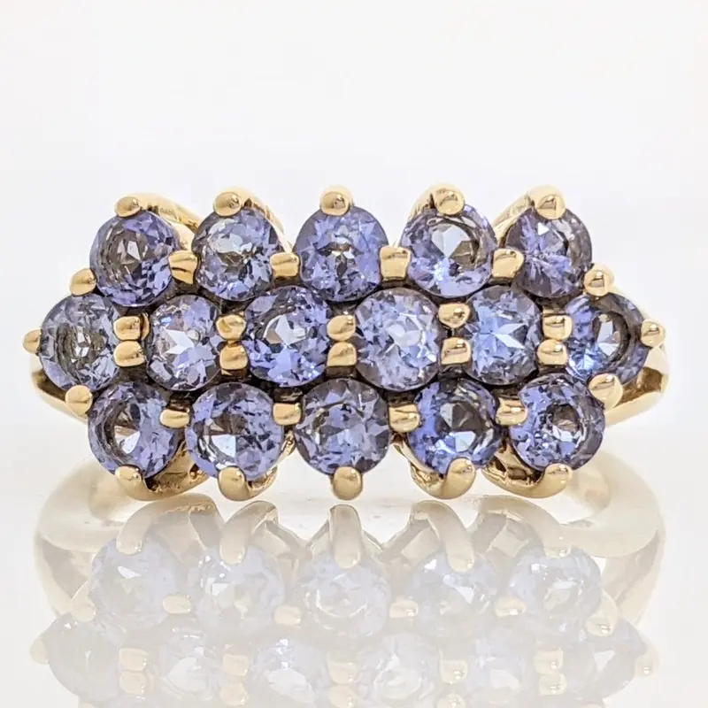14K TANZANITE ROUND (16) 3-3.2MM ESTATE RING 5.0 GRAMS