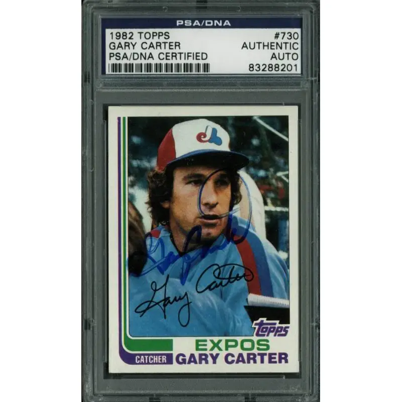 Expos Gary Carter Authentic Signed Card 1982 Topps #730 PSA/DNA Slabbed