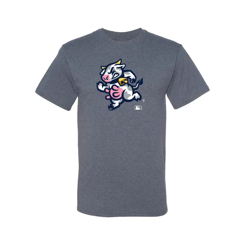 Udder Tuggers Freedom Wear Heather Navy Cow Logo Tee