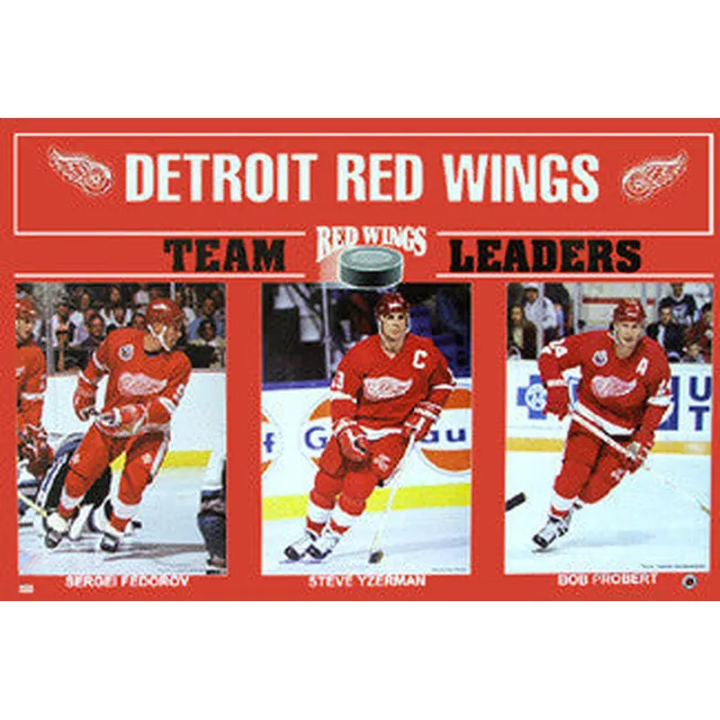 Detroit Red Wings "Team Leaders 1993" (Yzerman, Probert, Fedorov) Poster - Starline