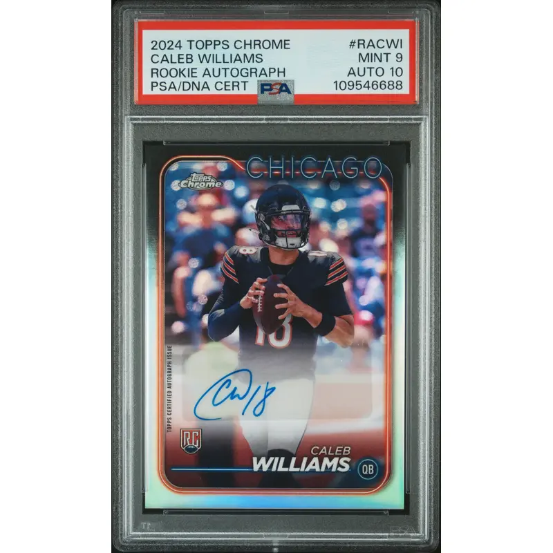 Caleb Williams 2024 Topps Chrome Rookie Auto PSA 9 Auto 10