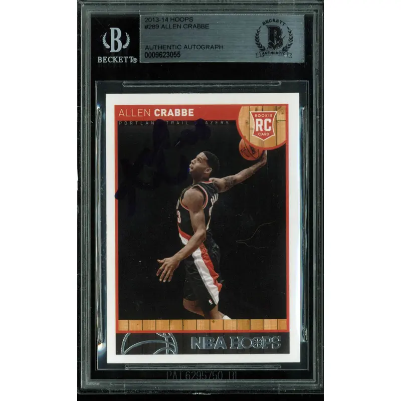 Grizzlies Allen Crabbe Authentic Signed Card 2013 Hoops RC #289 BAS Slabbed