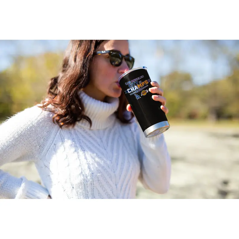 Lakers/Dodgers City of Champs Black 20oz Stainless Tumbler
