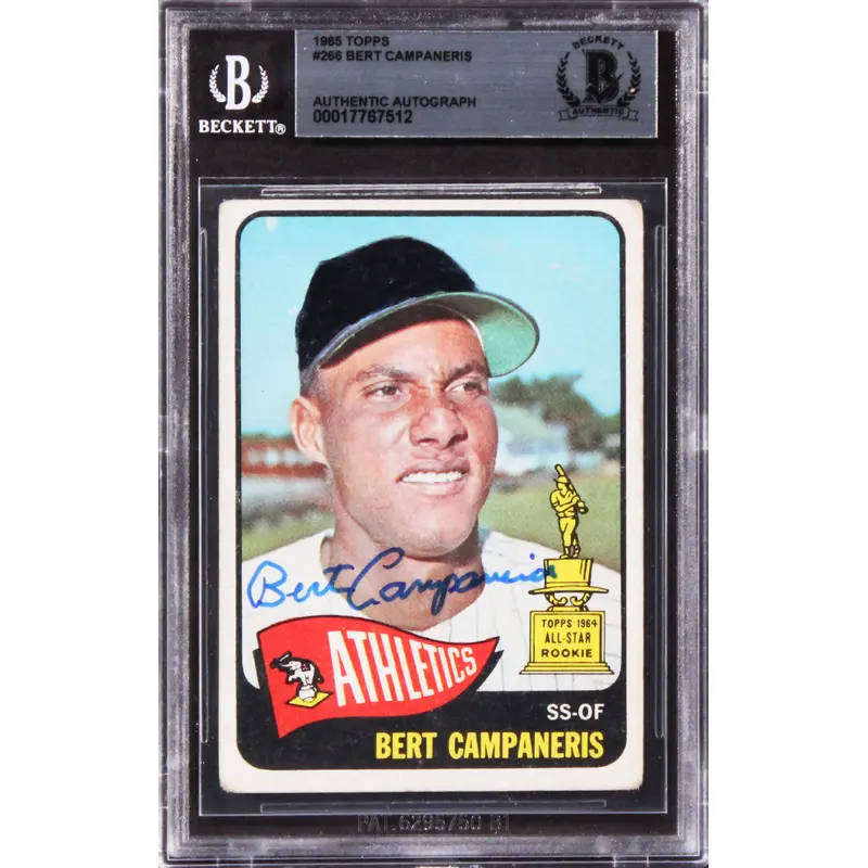 Athletics Bert Campaneris Authentic Signed 1965 Topps #266 Rookie Card BAS Slab