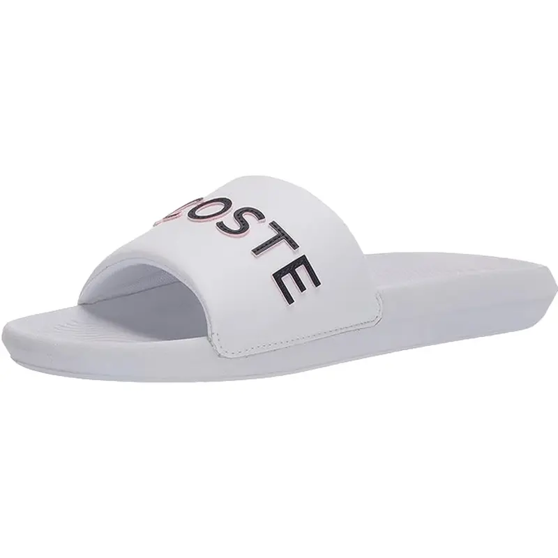 LACOSTE WOMENS SANDALS SLIDE WHITE CROCO SLIDE 320, 7-39CFA0056042