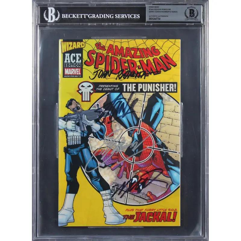 (6) Stan Lee, McFarlane +4 Signed The Amazing Spider-Man #129 Comic BAS Slabbed