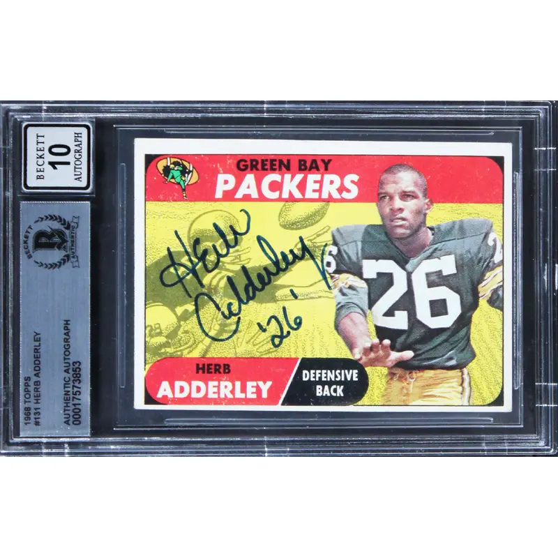 Packers Herb Adderley Authentic Signed 1968 Topps #131 Card Auto 10! BAS Slabbed