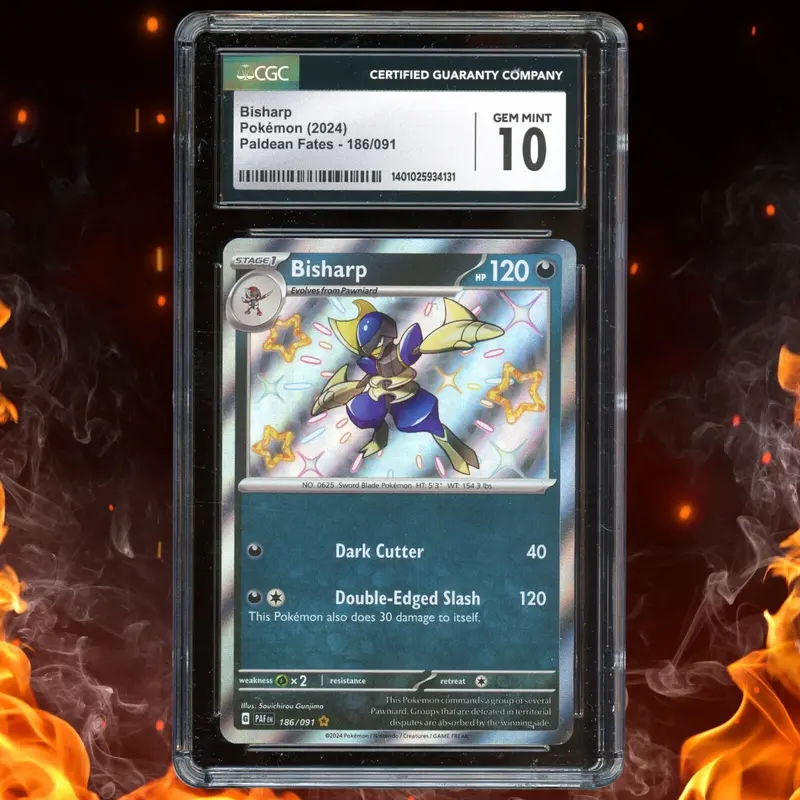 Pokemon Paldean Fates BISHARP Shiny Holo Rare 186/091 CGC 10