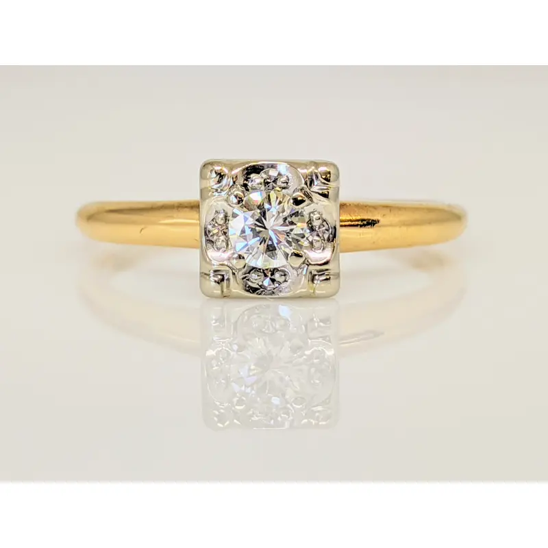 14K .17 CARAT TOTAL WEIGHT VS2 I DIAMOND ROUND (7) BOXHEAD ESTATE RING 2.2 GRAMS