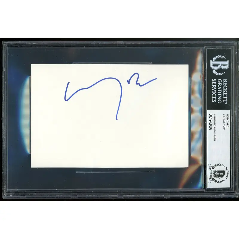 Michael York Romeo + Juliet Authentic Signed 4x6 Index Card BAS Slabbed