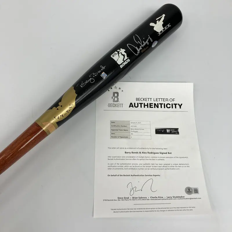 Beautiful Barry Bonds & Alex Rodriguez Signed Game Model Sam Bat Beckett COA