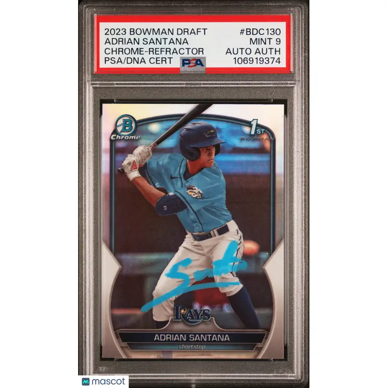2023 Bowman Draft #BDC130 Adrian Santana Chrome Refr signed card PSA 9 Auto A