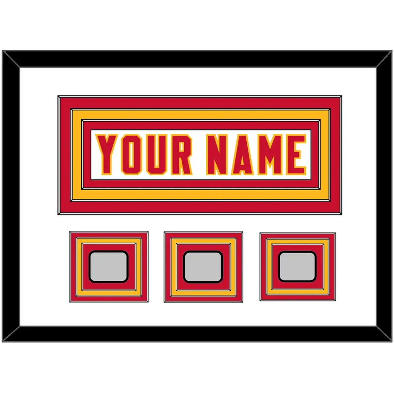 Kansas City Nameplate & 3X Super Bowl Jersey Patches - Road White - Triple Mat 1