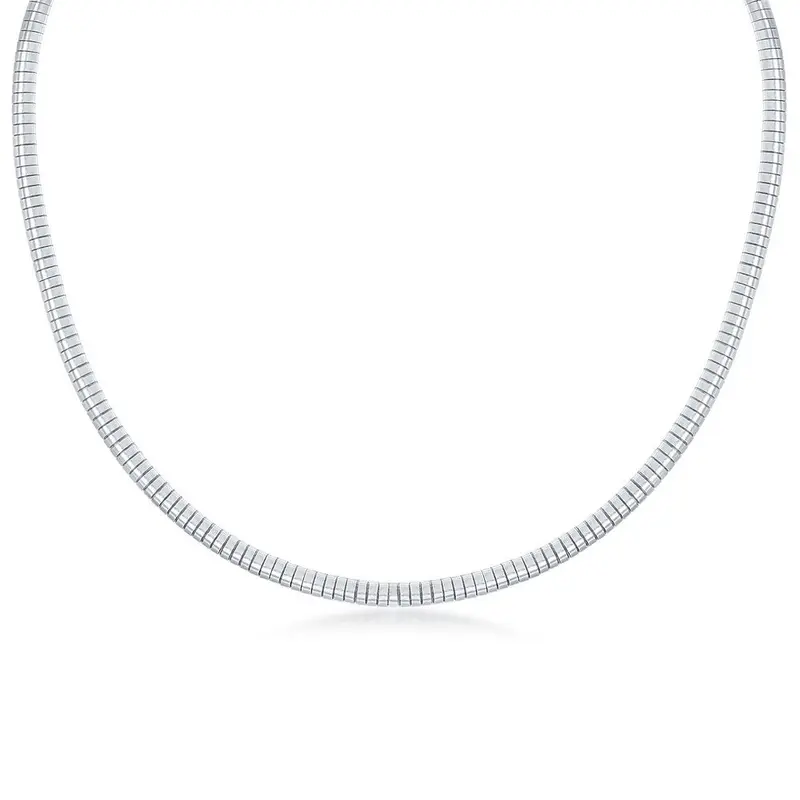 Sterling Silver 4mm Half-Round Omega - Rhodium Plated