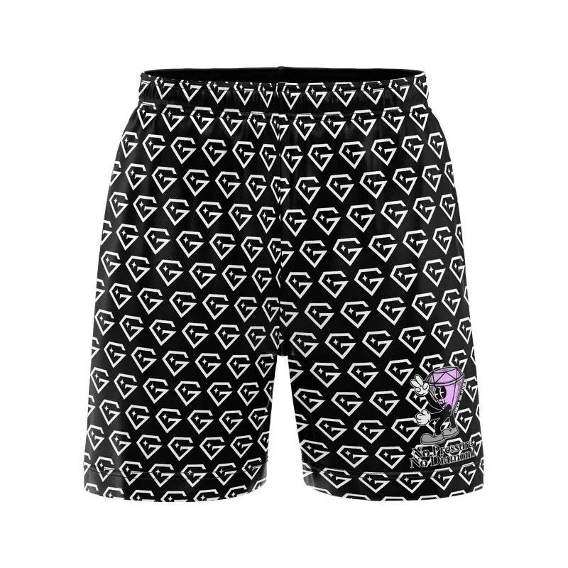 Gem Gloves Mesh Shorts - No Pressure No Diamonds - Black/White