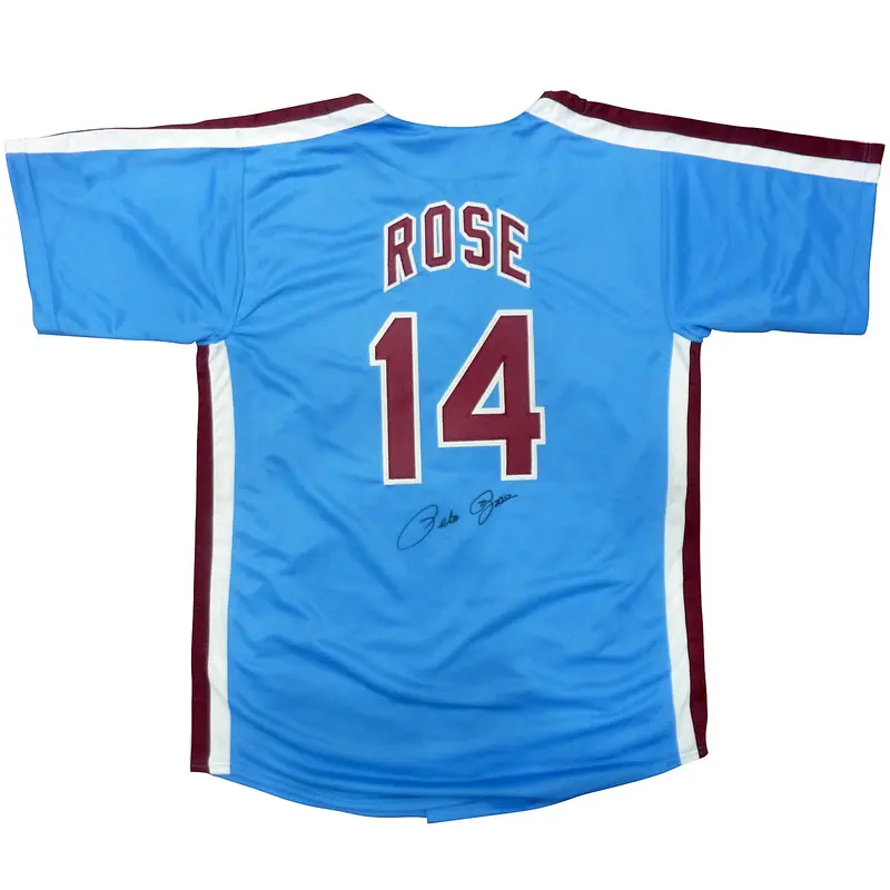 Pete Rose Autographed Philadelphia (Baby Blue #14) Custom Jersey - JSA