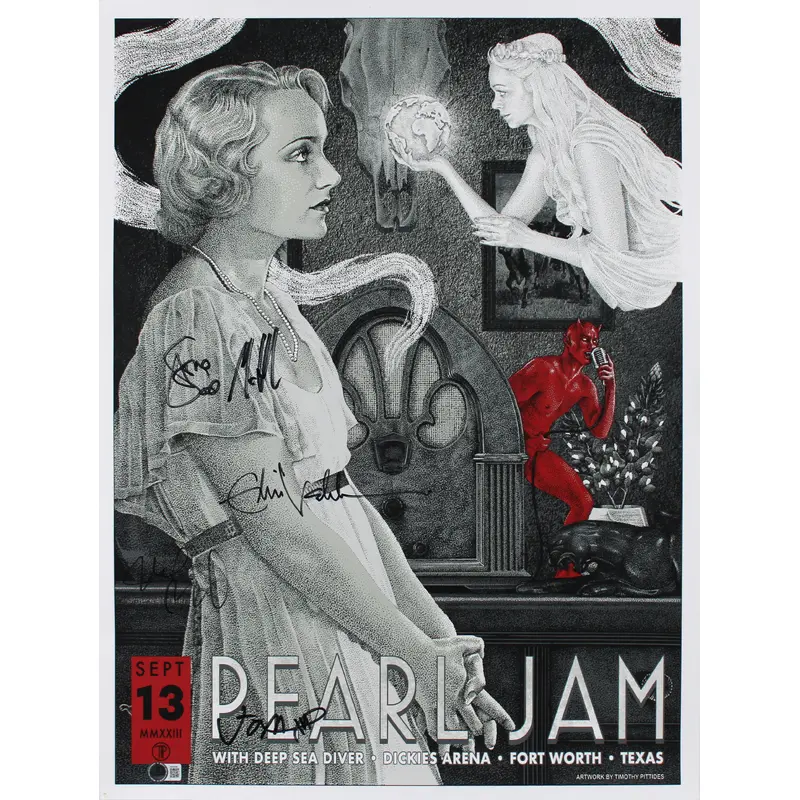 Pearl Jam (5) Vedder, McCready, Gossard +2 Signed 2023 18x24 Poster BAS #AE09795