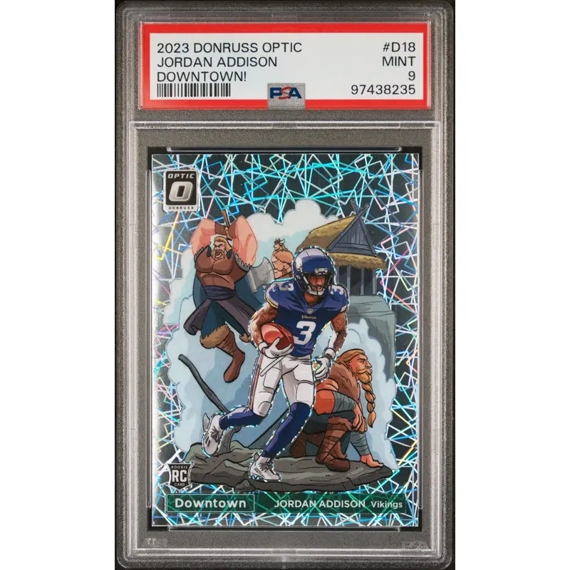 Jordan Addison 2023 Donruss Optic Downtown PSA 9 Mint