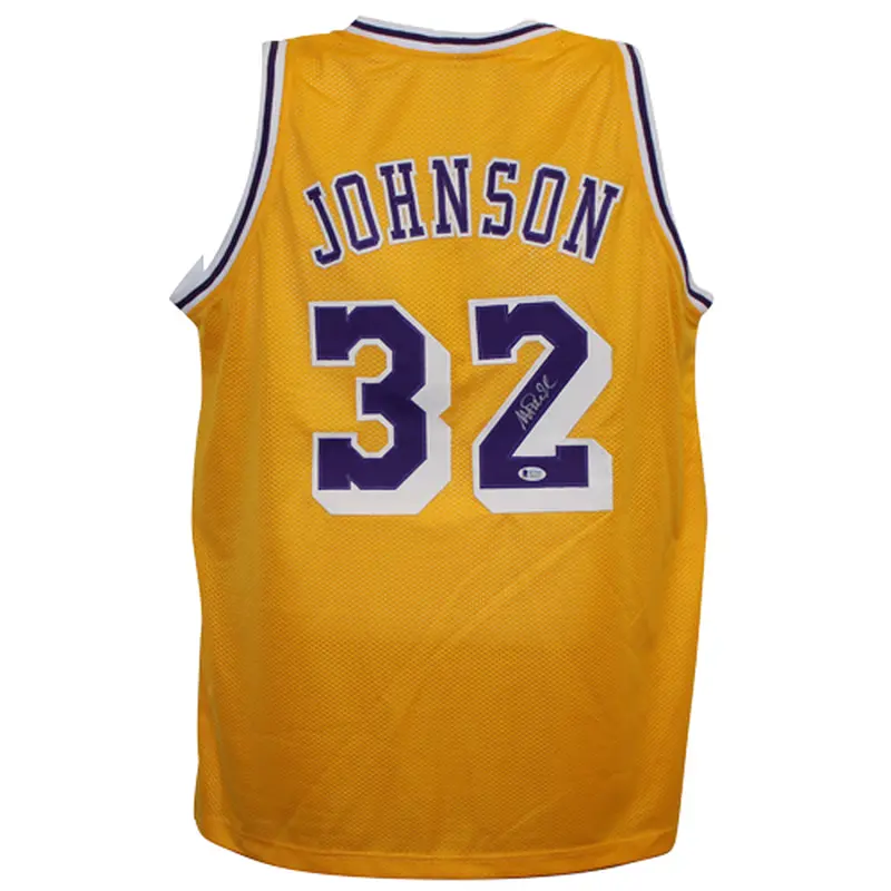 Magic Johnson Autographed Los Angeles (Yellow #32) Custom Jersey - Beckett