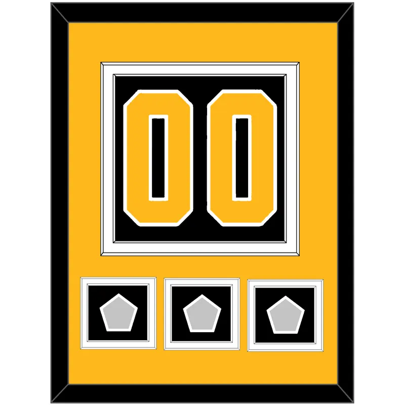 Pittsburgh Number (Back) & 3 Stanley Cup Finals Patches - Home Black - Double Mat 3