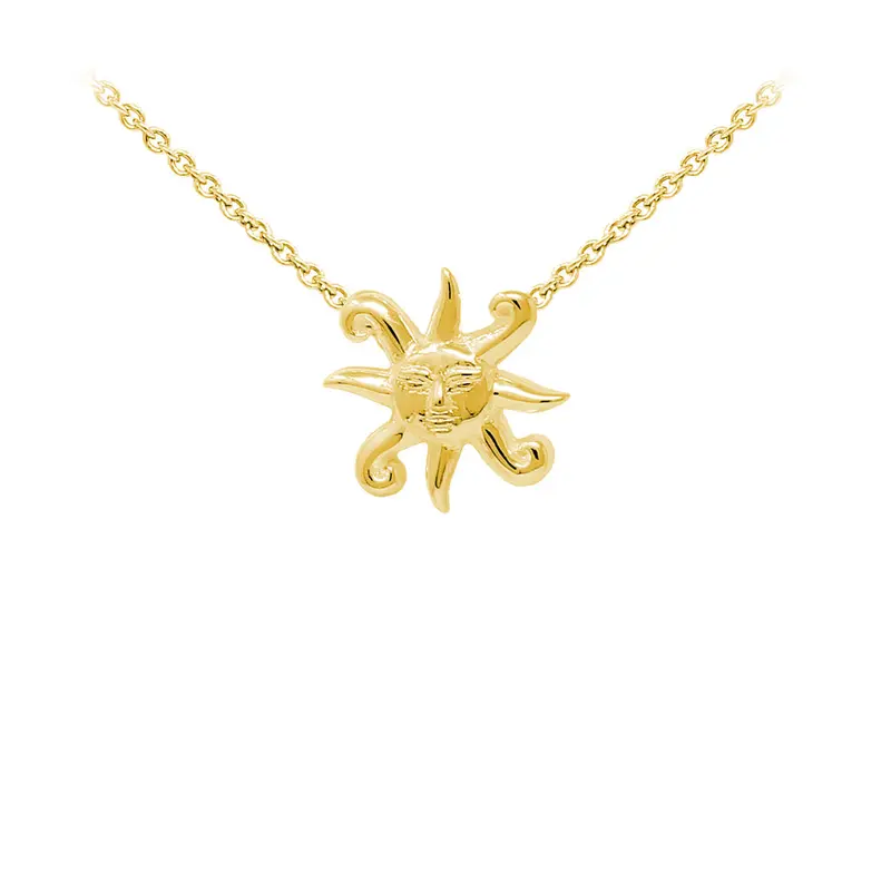 Sun with Face Sterling Silver Dainty Necklace