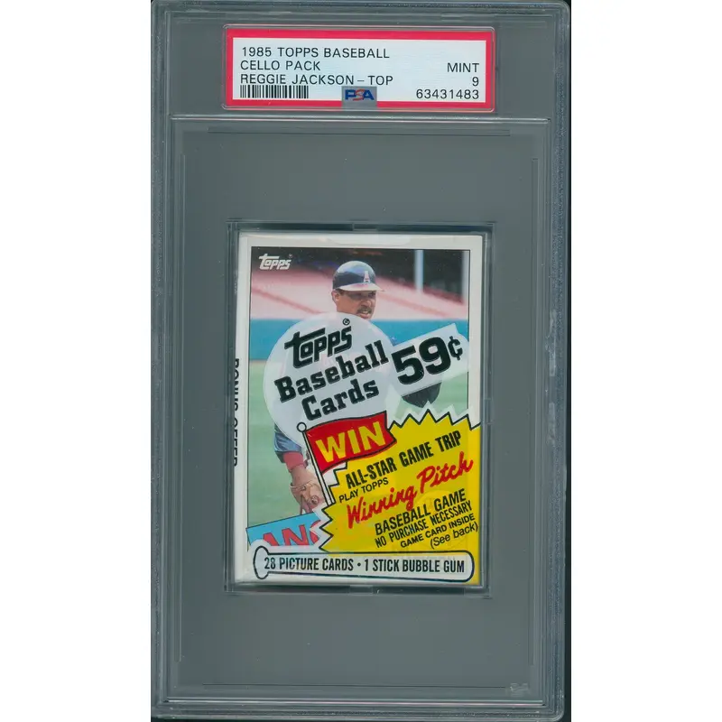 1985 Topps Baseball Unopened Cello Pack PSA 9 Reggie Jackson Top *1483