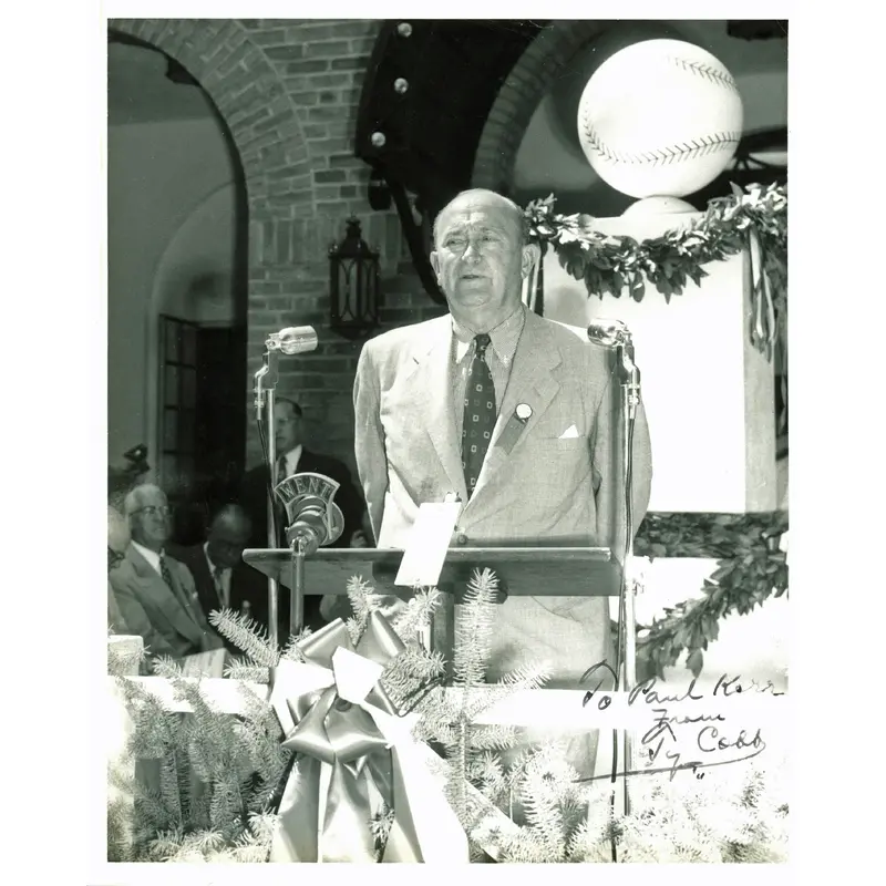 Tigers Ty Cobb "To Paul Kerr" Authentic Signed B&W 8x10 Photo JSA #B65189