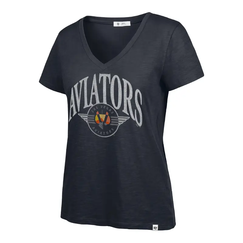 Women's Aviators Retro Logo Navy Tried N True '47 Slub V-Neck Tee