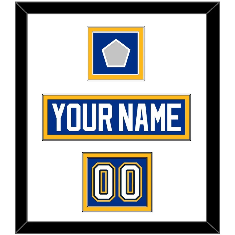 St. Louis Nameplate, Number (Shoulder) & Stanley Cup Finals Patch - Home Blue - Double Mat 1