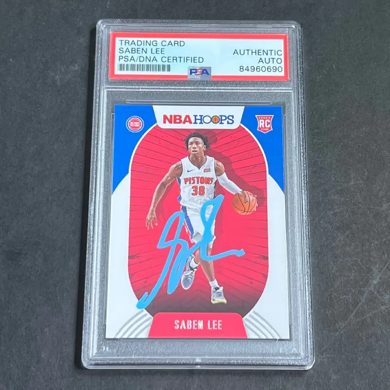 2020-21 Panini Hoops Rated Rookie #206 Saben Lee Signed Card AUTO PSA Slabbed Pistons