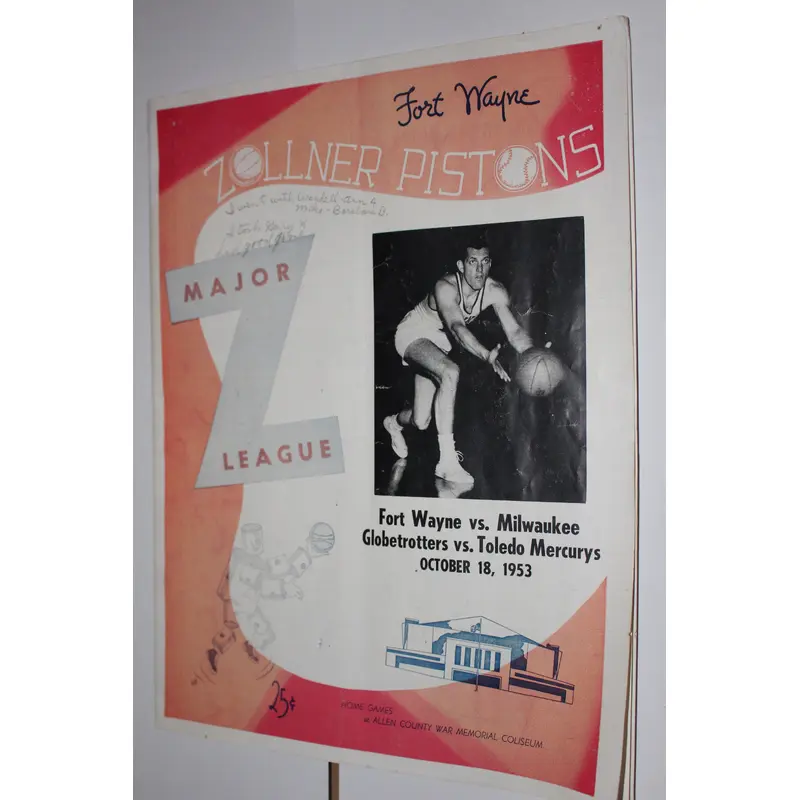 1953 Ft. Wayne Pistons vs Milwaukee, Globetrotters vs Toledo Mercurys NBA Program