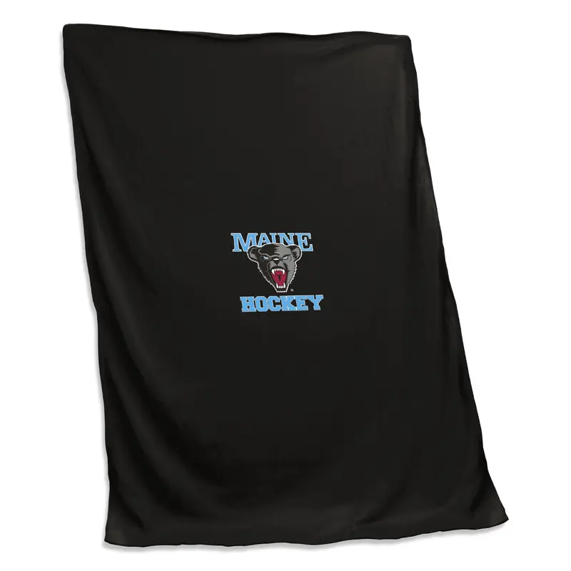 Maine Black Screened Sweatshirt Blanket f/ Hockey Logo