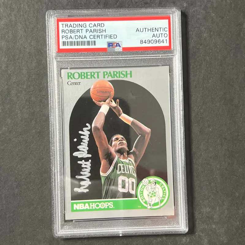 1990-91 NBA Hoops #45 Robert Parish Signed AUTO PSA Slabbed Celtics